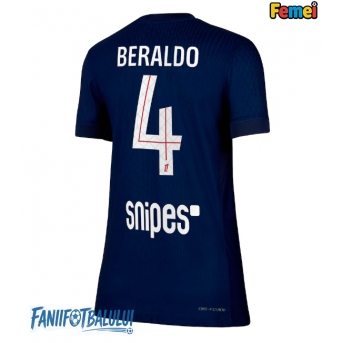 Paris Saint-Germain Lucas Beraldo #4 Tricou Fotbal Replică 2025-26 Femei Acasa